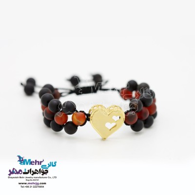 دستبند طلا و سنگ - طرح قلب