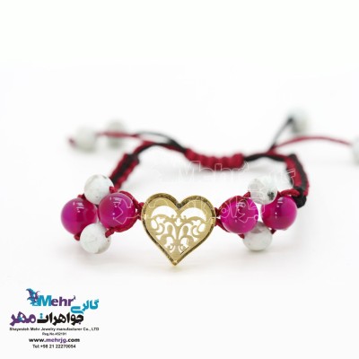دستبند طلا و سنگ - طرح قلب