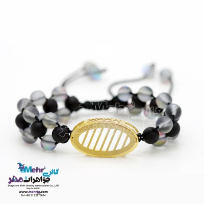 دستبند طلا و سنگ - طرح هندسی