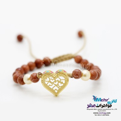 دستبند طلا و سنگ - طرح قلب