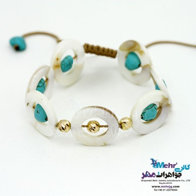 دستبند طلا و سنگ - طرح گوی تراش