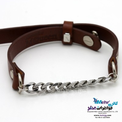 دستبند طلا و چرم - طرح کارتیه