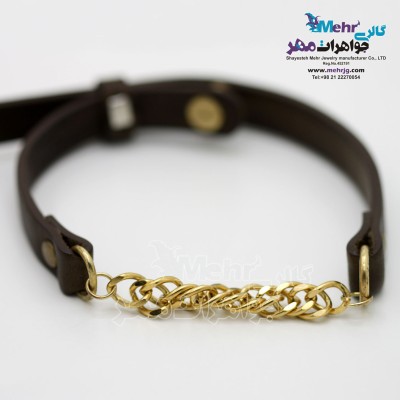دستبند طلا و چرم - طرح کارتیه