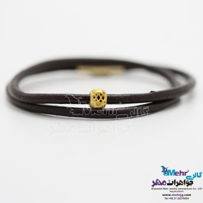 دستبند طلا و چرم - طرح گوی