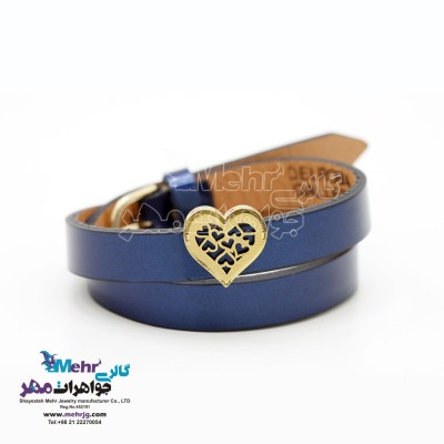 دستبند طلا و چرم - طرح قلب