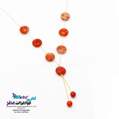 گردنبند طلا - سنگ عقیق
