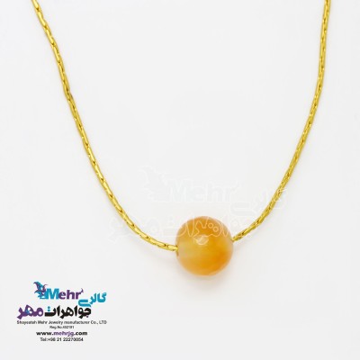 گردنبند طلا - سنگ عقیق