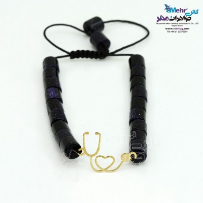 دستبند طلا و سنگ - طرح گوشی پزشکی