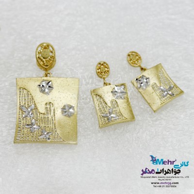 نیم ست طلا - آویز و گوشواره - طرح گل