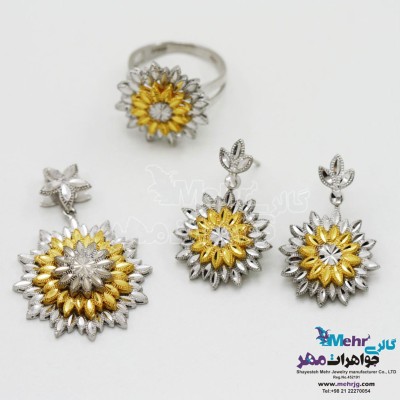 نیم ست طلا - آویز و گوشواره و انگشتر - طرح خورشید
