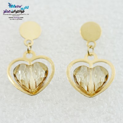 گوشواره طلا - سنگ سواروسکی قلب