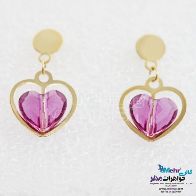 گوشواره طلا - سنگ سواروسکی قلب