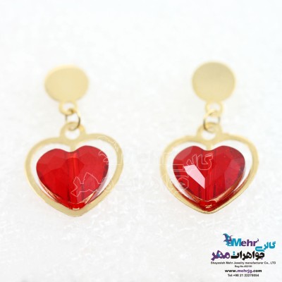 گوشواره طلا - سنگ سواروسکی قلب