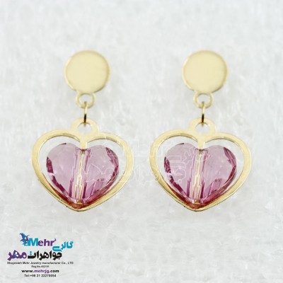 گوشواره طلا - سنگ سواروسکی قلب