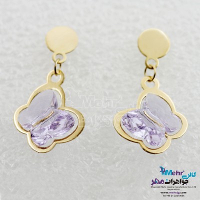 گوشواره طلا - سنگ سواروسکی پروانه