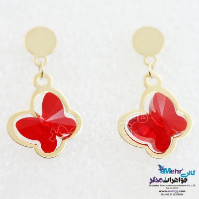 گوشواره طلا - سنگ سواروسکی پروانه