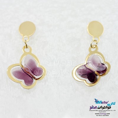 گوشواره طلا - سنگ سواروسکی پروانه