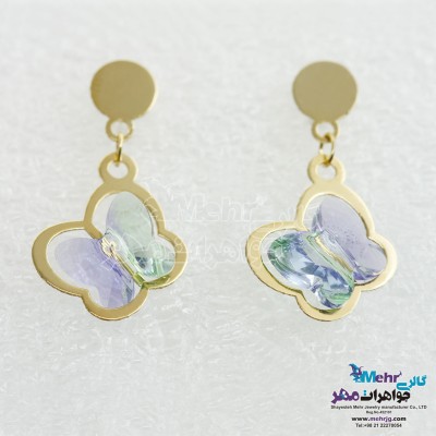 گوشواره طلا - سنگ سواروسکی پروانه