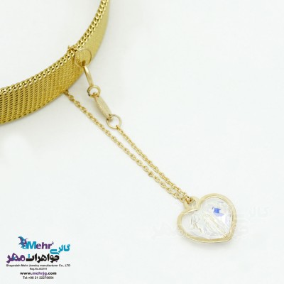 آویز ساعت طلا - سنگ سواروسکی قلب