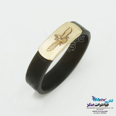 انگشتر طلا و چرم - طرح فروهر