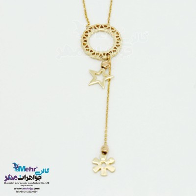 گردنبند طلا - طرح گل و ستاره