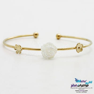 دستبند النگویی طلا - طرح گل