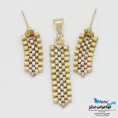نیم ست طلا - آویز و گوشواره - طرح رولکس