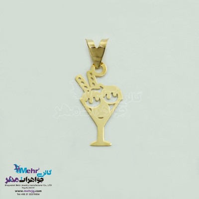آویز طلا - طرح کافه گلاسه