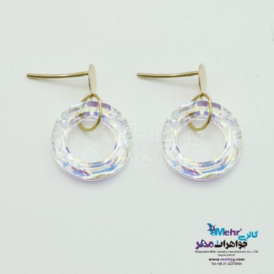 گوشواره طلا - سنگ سواروسکی رینگ