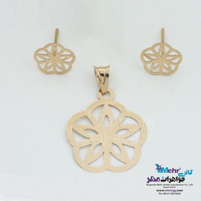 نیم ست طلا - آویز و گوشواره - طرح گل