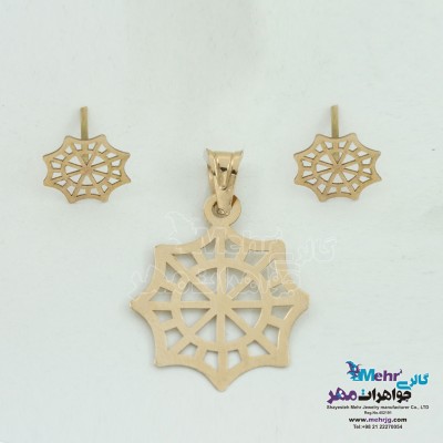 نیم ست طلا - آویز و گوشواره - طرح هندسی