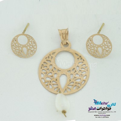 نیم ست طلا - آویز و گوشواره - طرح هندسی