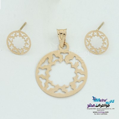 نیم ست طلا - آویز و گوشواره - طرح هندسی