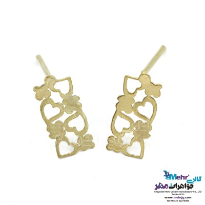 گوشواره طلا - طرح قلب و گل