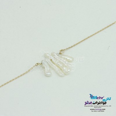 دستبند طلا و سنگ - مروارید باروک