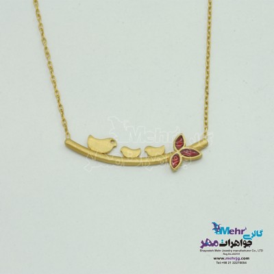 گردنبند طلا - طرح پرنده و شاخه
