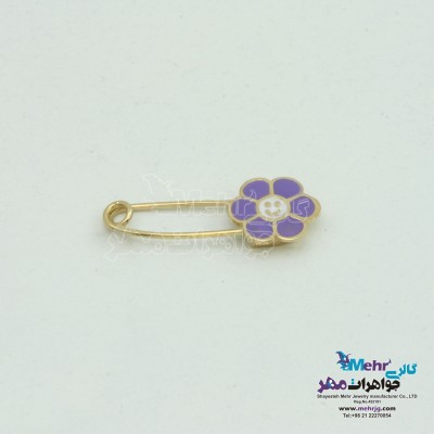 سنجاق سینه طلا - طرح گل خندان