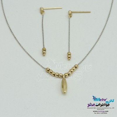 نیم ست طلا - گردنبند و گوشواره - طرح قطره و گوی