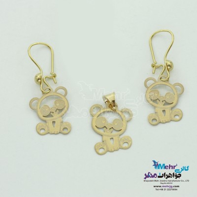 نیم ست طلا - آویز و گوشواره - طرح پاندا