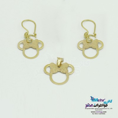 نیم ست طلا - آویز و گوشواره - طرح میکی ماوس