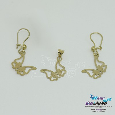 نیم ست طلا - آویز و گوشواره - طرح پروانه