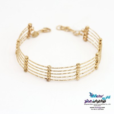 دستبند النگویی طلا - طرح گوی تراش