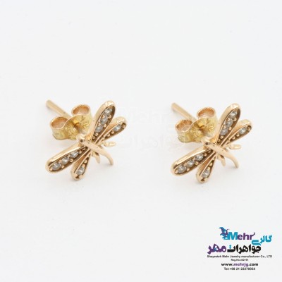 گوشواره طلا - طرح سنجاقک