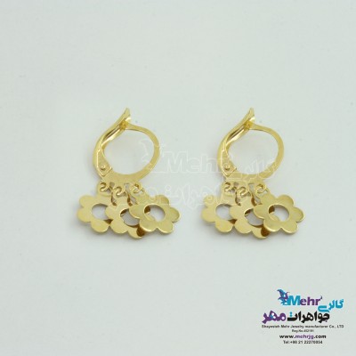 گوشواره طلا - طرح روکو - گل