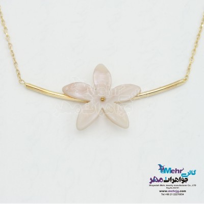 گردنبند طلا - طرح منحنی - گل