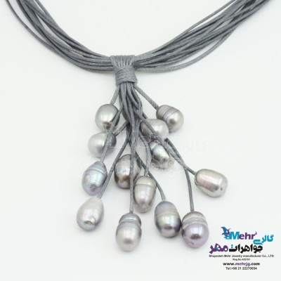 گردنبند طلا و چرم - طرح خوشه ای