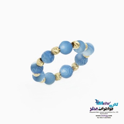 انگشتر طلا - سنگ صدف آبی
