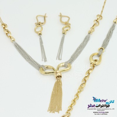 سرویس طلا - گردنبند - دستبند - گوشواره - طرح پاپیون