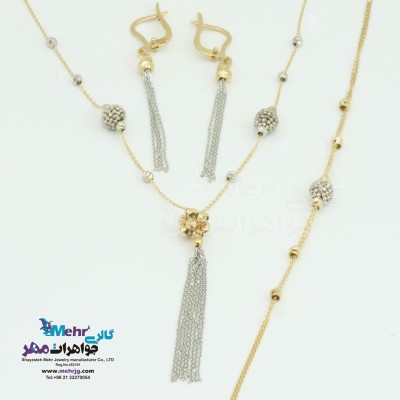 سرویس طلا - گردنبند - دستبند - گوشواره - طرح خوشه