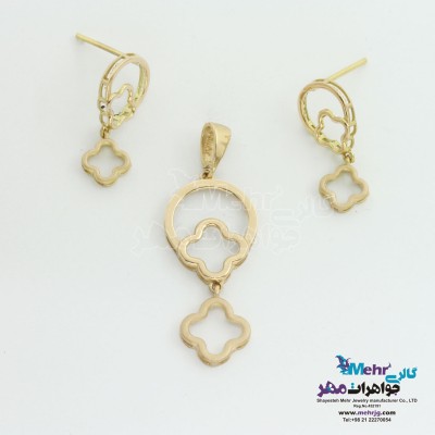 نیم ست طلا - آویز و گوشواره - طرح ون کلیف